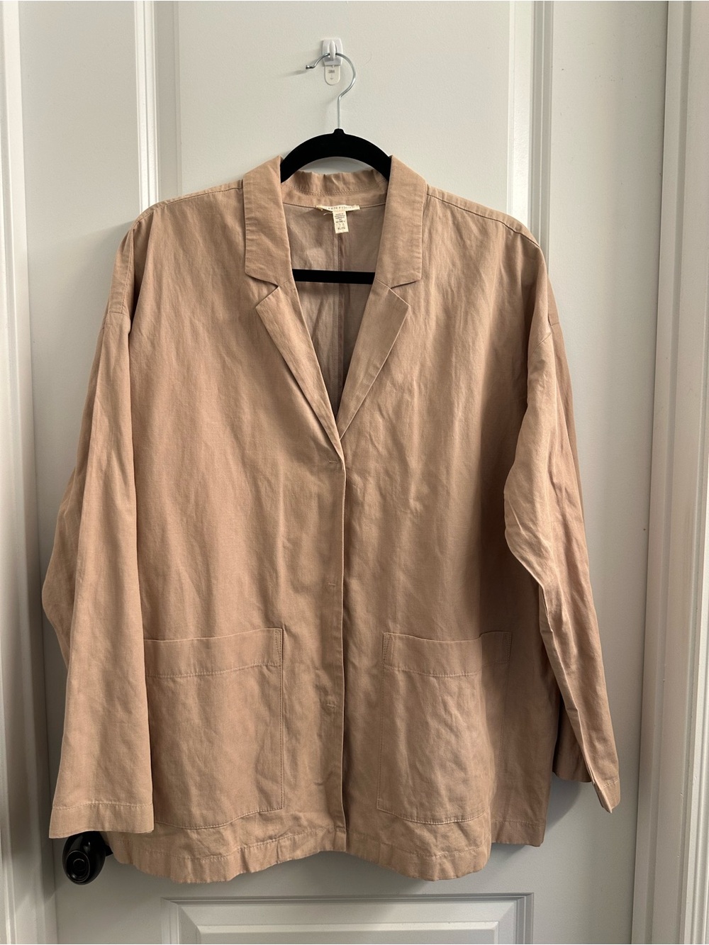 Eileen Fisher Relaxed Open-Front Blazer in Taupe
